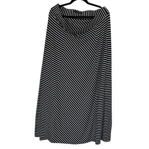 MAURICES Women’s PLUS Maxi Skirt Black & White Striped Panel Pull-on SIZE 1 (1X)